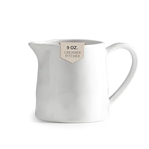 Creamer 9 oz creamer pitcher white creamer with handle porcelain small milk pitcher coffee farmhouse kitchen accessory  urban country home decor