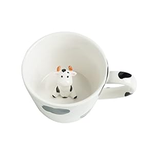  DIHOclub-Cow-Ceramic-Cup-Hidden-3D-Animal-Inside-MugCute-Cartoon-Handmade-Figurine-MugsHoliday-and-Birthday-Gift-for-Coffee-Milk-Tea-Lovers12-OZWhiteBlack