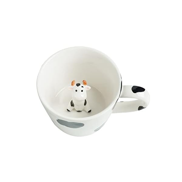 Dihoclub cow ceramic cup hidden 3d animal inside mugcute cartoon handmade figurine mugsholiday and birthday gift for coffee milk tea lovers12 ozwhiteblack  urban country home decor