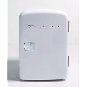 Frigidaire mini portable compact personal fridge cooler 4 liter capacity chills six 12 oz cans 100 freon free eco friendly includes plugs for home outlet 12v car charger white  urban country home decor
