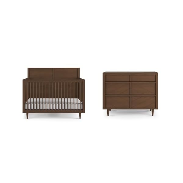   Child-Craft-Surrey-Hill-Crib-and-Dresser-Nursery-Set-2-Piece-Includes-4-in-1-Convertible-Crib-and-3-Drawer-Dresser-Grows-with-Your-Baby-Toasted-Chestnut