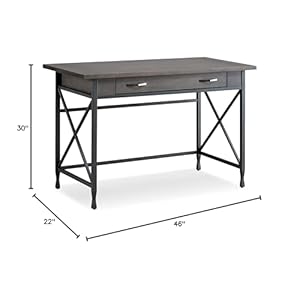 Leick Home 23400 Chisel & Forge Writing Computer Desk with Drop Front Keyboard Drawer, Smoke Gray and Matte Black Leick Home 23400 Chisel Forge Writing Computer Desk with Drop Front Keyboard Drawer Smoke Gray and Matte Black