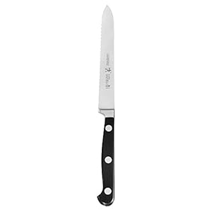 ZWILLING HENCKELS Classic Razor Sharp 5 inch Serrated Utility Knife Tomato Knife German Engineered Informed by 100 Years of Mastery BlackStainless Steel