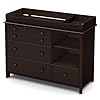 Pemberly Row Large Changing Table for Baby Bedroom 4 Drawers and Open Shelves Espresso Brown