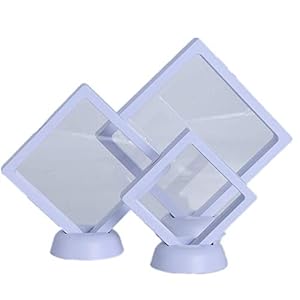 U-N KIKEEP 6PCS 3D Floating Display Case Display Stands Holder Coin Display Stand Frame Suspension Holder for AA Medallions Challenge Chip Jewelry (White)