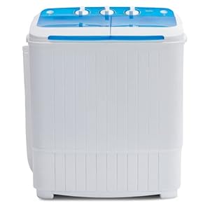 Moveable Washing Machine,16.5LBS Mini Washer and D...