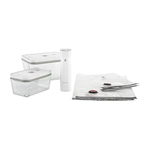 ZWILLING Fresh Save 7 pc Vacuum Sealer Machine Starter Set Sous Vide Bags Meal prep Airtight Food Storage Containers Glass