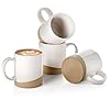 Nucookery 16 oz large ceramic coffee mugs coffee mugs set of 4 modern and boho style coffee cups for latte cappuccino hot tea dishwasher microwave safe white  urban country home decor