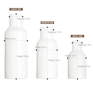 White Ceramic Vases Set of 3Farmhouse Decor Home Decor Pampas Grass Vases for Kitchen Bedroom Office Living Room Bathroom Wedding Entryway Table Centerpieces Gifts Women Mom