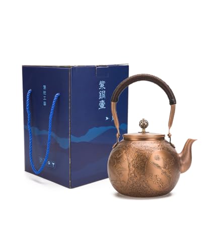 Kunwu-Handmade-Round-Small-Hammer-Copper-Teapot-Kettle-Stovetop-Teapot-15mm-Thick-Pure-Copper-Handmade-1200-ml-171bl Kunwu Handmade Round Small Hammer Copper Teapot Kettle Stovetop Teapot 15mm Thick Pure Copper Handmade 1200 ml 171bl