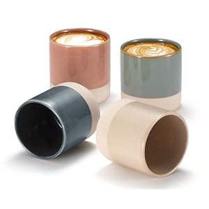 Kook latte mugs ceramic artisanal stoneware no handle japanese tea cups for coffee tea cocoa microwave and dishwasher safe multicolor 105 oz set of 4  urban country home decor