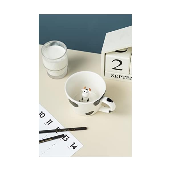 Dihoclub cow ceramic cup hidden 3d animal inside mugcute cartoon handmade figurine mugsholiday and birthday gift for coffee milk tea lovers12 ozwhiteblack  urban country home decor