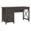 Bush Furniture Key West Computer Desk with Storage Farmhouse PC Table for Home Office in Dark Gray Hickory 54W x 24D