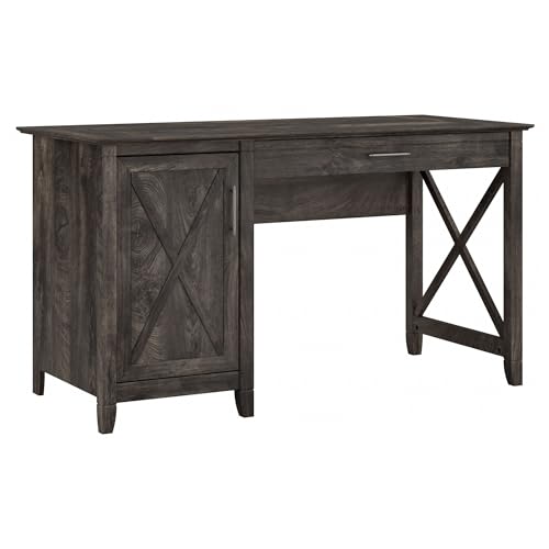 Bush-Furniture-Key-West-Computer-Desk-with-Storage-Farmhouse-PC-Table-for-Home-Office-in-Dark-Gray-Hickory-54W-x-24D Bush Furniture Key West Computer Desk with Storage Farmhouse PC Table for Home Office in Dark Gray Hickory 54W x 24D