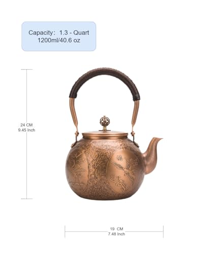 Kunwu-Handmade-Round-Small-Hammer-Copper-Teapot-Kettle-Stovetop-Teapot-15mm-Thick-Pure-Copper-Handmade-1200-ml-171bl Kunwu Handmade Round Small Hammer Copper Teapot Kettle Stovetop Teapot 15mm Thick Pure Copper Handmade 1200 ml 171bl
