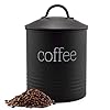 AuldHome Design Enamelware Black Coffee Canister Modern Farmhouse Style Coffee Storage for Kitchen