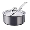 Hestan NanoBond Collection Titanium Stainless Steel 15 Quart Sauce Pan with Lid Toxin PFAS Chemical Free Clean Cookware Induction Cooktop Compatible