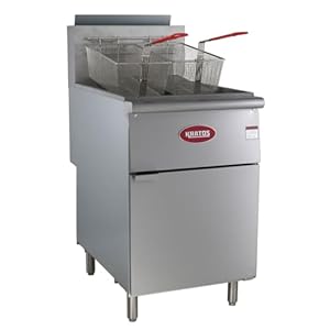 Kratos Commercial Deep Fryer – Natural Gas Floor Fryer, 5 Heating Tubes 150,000 BTU, 70-100 lb. Oil Capacity, Stainless Steel with 2 Fryer Baskets (29Y-012-NAT)