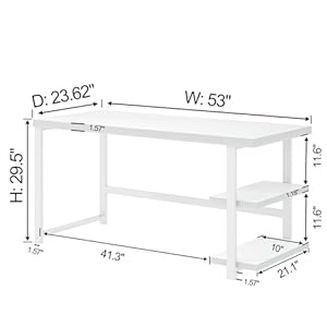 Excefurwhitecomputerdeskmodernhomeofficedeskwithstorageshelfwoodandmetalwritingstudytableforlivingroombedroom53inch Urban Country Home Decor Excefur white computer desk modern home office desk with storage shelf wood and metal writing study table for living room bedroom 53 inch urban country home decor