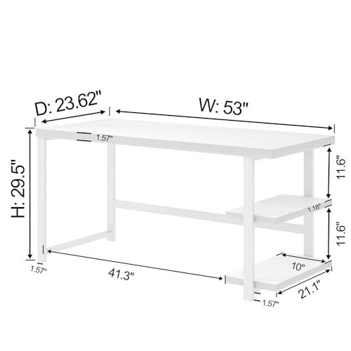 Excefurwhitecomputerdeskmodernhomeofficedeskwithstorageshelfwoodandmetalwritingstudytableforlivingroombedroom53inch Urban Country Home Decor Excefur white computer desk modern home office desk with storage shelf wood and metal writing study table for living room bedroom 53 inch urban country home decor
