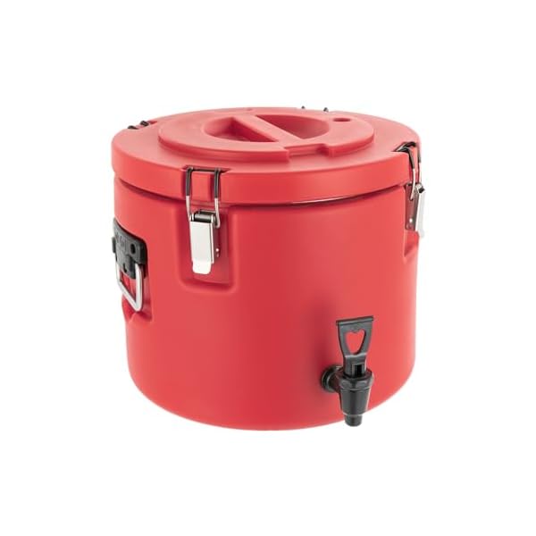 53 gallon insulated beverage cooler dispenser with stainless steel interior and spout portable sports cooler for camping hot drink dispenser for hot tea coffee cold milk water juice red  urban country home decor