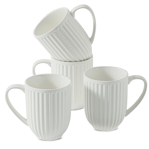 Hasense-Ceramic-Coffee-Mugs-Set-of-4-16-Oz-Large-Ribbed-Coffee-Cups-with-Big-Handle-Unique-Modern-Style-White-Latte-Mugs-for-TeaCocoaMilkCappuccino-Microwave-Dishwasher-Safe Hasense Ceramic Coffee Mugs Set of 4 16 Oz Large Ribbed Coffee Cups with Big Handle Unique Modern Style White Latte Mugs for TeaCocoaMilkCappuccino Microwave Dishwasher Safe