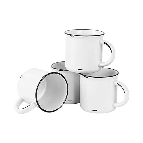 15oz white campfire ceramic mugs set of 4 for coffee tea old design  urban country home decor