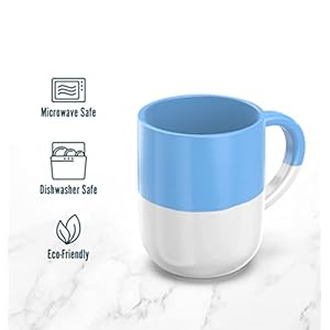 Set of 6 Large 16 Ounce Ceramic Coffee Mugs (White and Blue) Set of 6 Large 16 Ounce Ceramic Coffee Mugs White and Blue