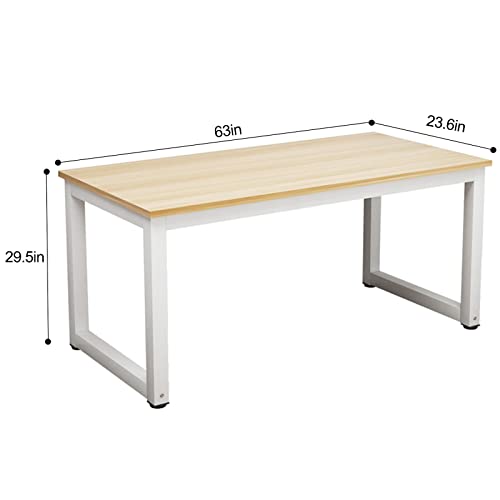 NSdirect-Modern-Computer-Desk-63-Inch-Large-Office-Desk-Writing-Study-Table-for-Home-Office-Desk-Workstation-Wide-Metal-Sturdy-Frame-Thicker-Steel-Legs-White NSdirect Modern Computer Desk 63 Inch Large Office Desk Writing Study Table for Home Office Desk Workstation Wide Metal Sturdy Frame Thicker Steel Legs White