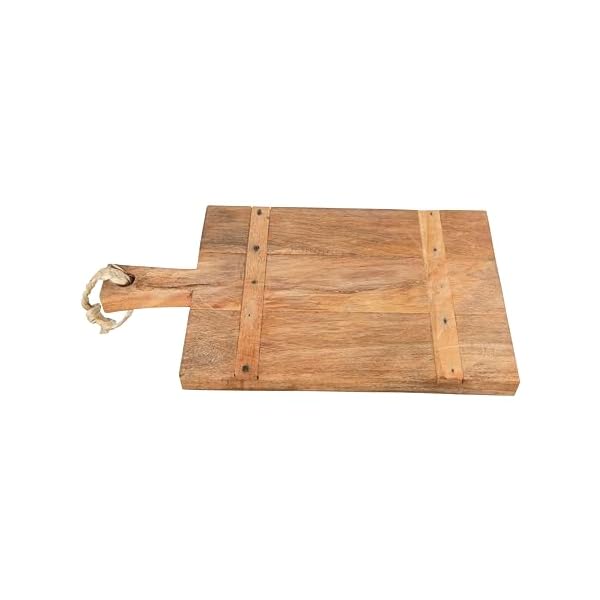 Creative co op mango wood cheese board with rope on handle  urban country home decor