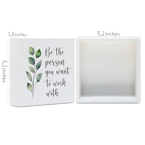 Inspirational Quotes Home Office Decor Wooden Box Sign Motivational Rustic Decorative Wood Plaque Office Desk Accessories Farmhouse Team Work Wood Table Sign for Countertop Work Desk Meeting Room