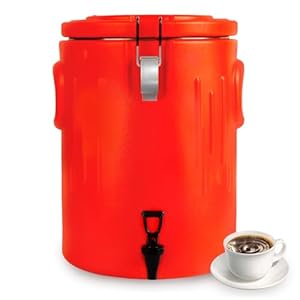 Insulated Beverage Cooler 3.5 Gallon – Ice and Hot Drink Dispenser with 304 Stainless Steel Interior and Spout, Portable Water Cooler with Handles, Outdoors Water Jug for Camping Party Sports, Red
