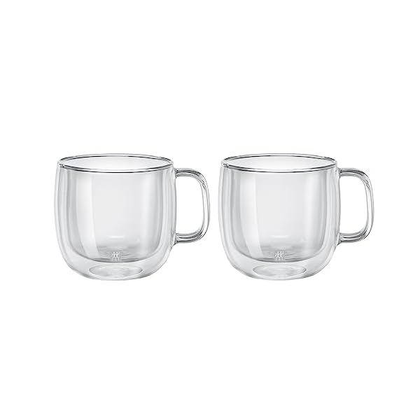 Zwilling ja henckels cappuccino glass mug set clear 2 pc  urban country home decor