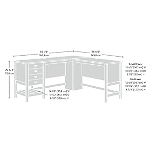 Sauder Cottage Road L Shaped Desk Computer Desk with Drawers Home Office Desk with Optional File Cabinet Storage Cable Management in Mystic Oak Finish