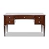 Jennifer Taylor Home JTH Luxe Dauphin Gold Accent 5 Drawer Wood Executive Desk Walnut Brown Wood
