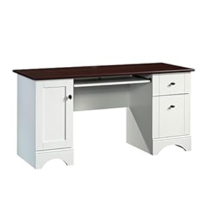 Sauder Miscellaneous Home Office Computer Desk with Cherry Accent Top Soft White Finish