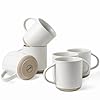 Kanwone Coffee Mugs 16oz Stoneware Mugs Set Ceramic Coffee Cups with Handle for Latte Hot Tea Cappuccino Cocoa Housewarming Wedding Gift Microwave and Dishwasher Safe Set of 6 Neutral White