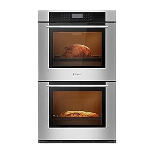 Empava 30″ Electric Double Wall Oven Air Fryer Combo Convection Oven Built-in 10 Cooking Functions with LED Digital Display Convection Fan Touch Control in Stainless Steel EMPV-30WO05