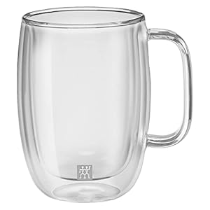 ZWILLING Sorrent 39500 114 Sorrento Double Wall Glass Latte Mug 159 fl oz 450 ml Set of 2 Tumbler Insulated Heat Retention Microwave Safe