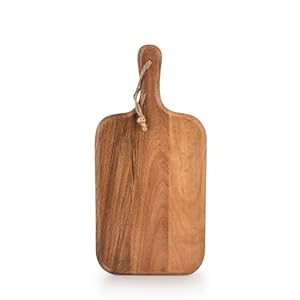 Samhita Acacia Wood Cutting Board for Meat Cheese Bread Vegetables Fruits with Grip Handle 15 x 7