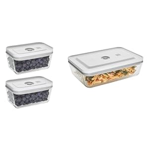 ZWILLING Fresh Save 3 pc Glass Food Storage Vacuum Containers Meal Prep Container Small Large Containers