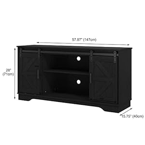 Panana bar cabinet with barn 2 sliding doors buffet farmhouse storage cabinet tv stand black  urban country home decor
