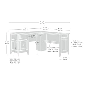 Sauder August Hill L-Shaped Home Office Desk, Farmhouse Corner Desk with File Drawer, Cable Management, Mystic Oak Finish Sauder August Hill L Shaped Home Office Desk Farmhouse Corner Desk with File Drawer Cable Management Mystic Oak Finish