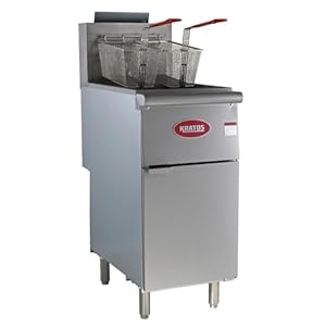 Kratos Commercial Gas Floor Fryer – Three Heating Tubes, 40lb Oil Capacity, 90,000 Total BTU, Natural Gas Powered Commercial Deep Fryer for Restaurants (29Y-010-NAT)