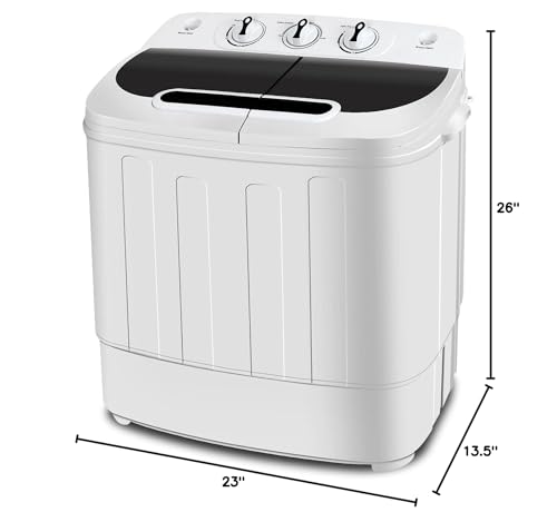 SUPER DEAL Compact Mini Twin Tub Washing Machine 13lbs Capability Moveable Washer Wash and Spin Cycle Combo, Constructed-in Gravity Drain for Tenting, Flats, Dorms, Faculty, RV’s and Small Areas - Image 4
