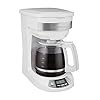 Hamilton Beach 12 Cup Programmable Drip Coffee Maker with 3 Brew Options Glass Carafe Auto Pause and Pour White 46294