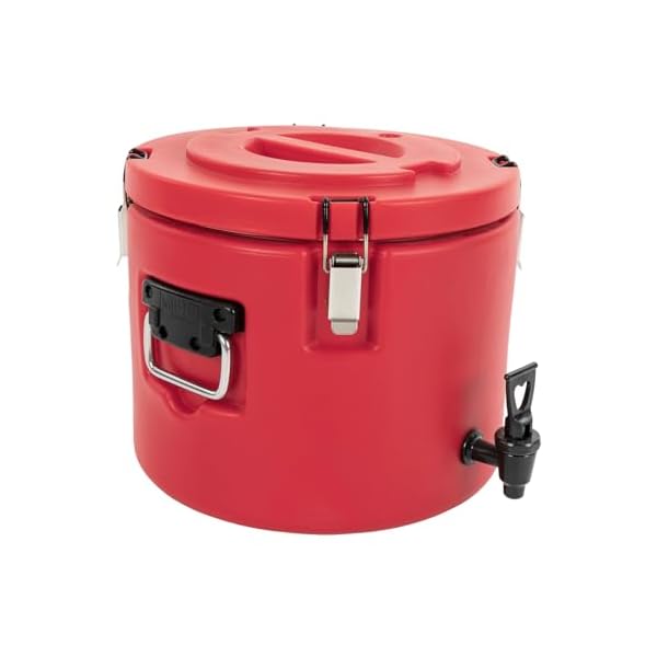 53 gallon insulated beverage cooler dispenser with stainless steel interior and spout portable sports cooler for camping hot drink dispenser for hot tea coffee cold milk water juice red  urban country home decor