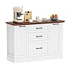 YITAHOME Farmhouse Buffet Cabinet with Storage 47 Sideboard Coffee Bar Cabinets for Living Room Antique White