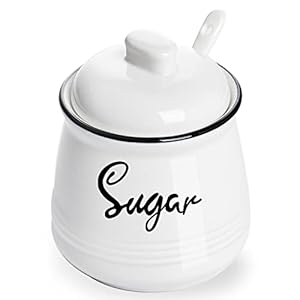   HAOTOP-Farmhouse-Porcelain-Sugar-Bowl-with-Lid-and-Spoon-12ozEasy-to-Clean-White