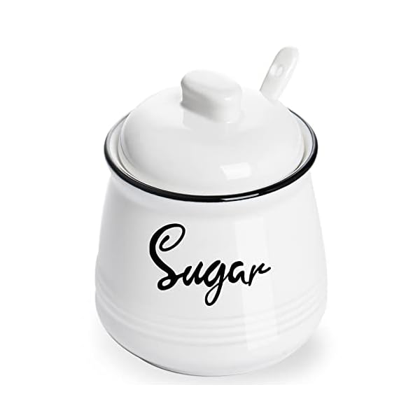   HAOTOP-Farmhouse-Porcelain-Sugar-Bowl-with-Lid-and-Spoon-12ozEasy-to-Clean-White